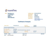 Eurofins Certificate of Analysis with client information and test results.