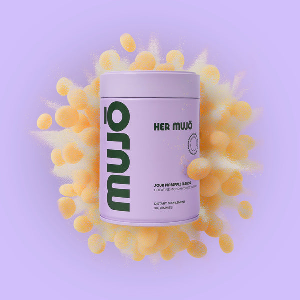 MUJO pineapple creatine gummies for women jar with gummies